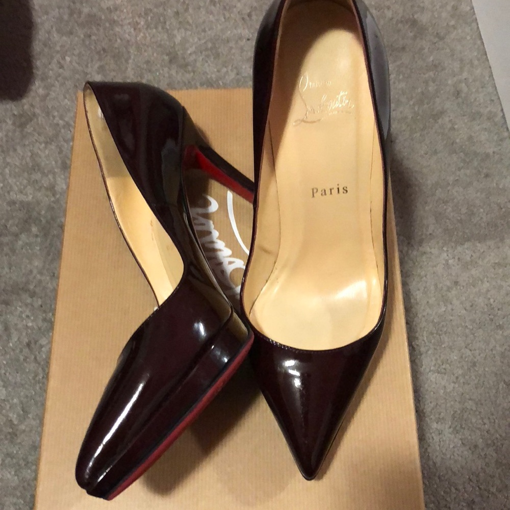 Christian Louboutin Patent Pigelle Plato deep plum